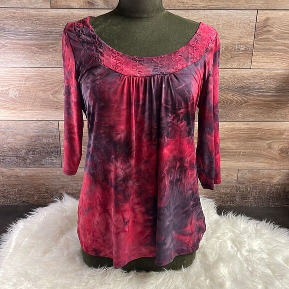 Bobbie Brooks Ladies Scoop Neck Top, Size 12-14, Red & Purple - Picture 2 of 6